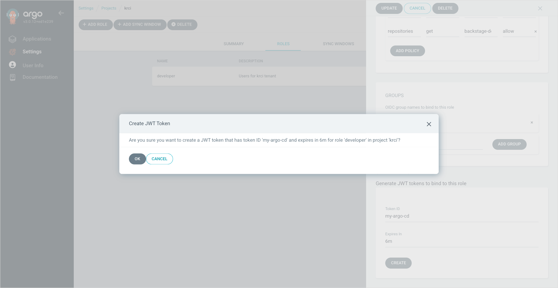 Confirm token creation