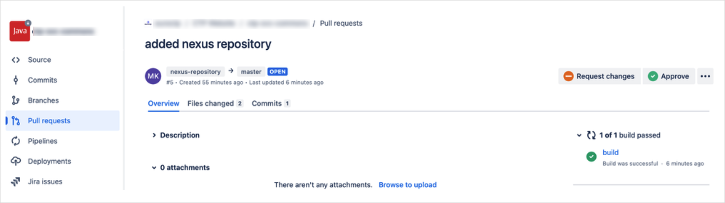 Pull request in Bitbucket