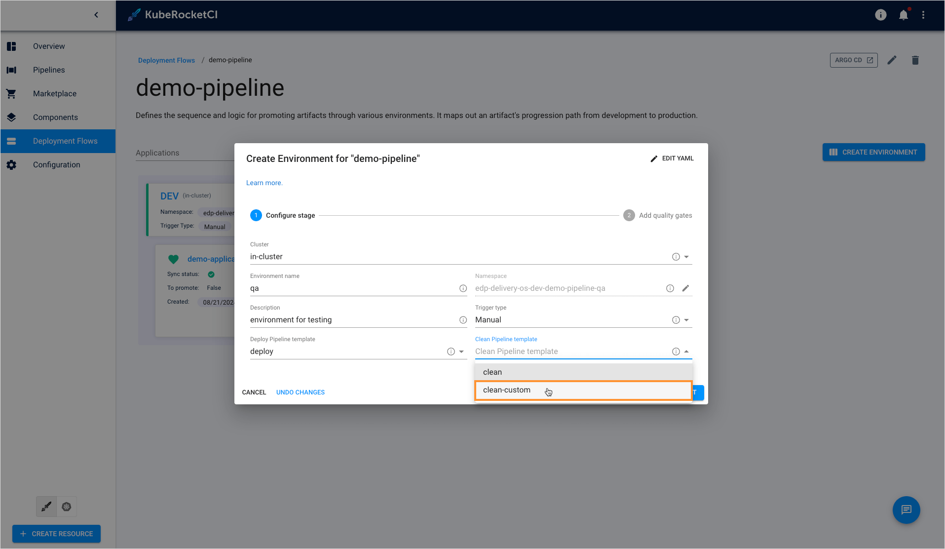 Select custom clean pipeline Select custom clean pipeline