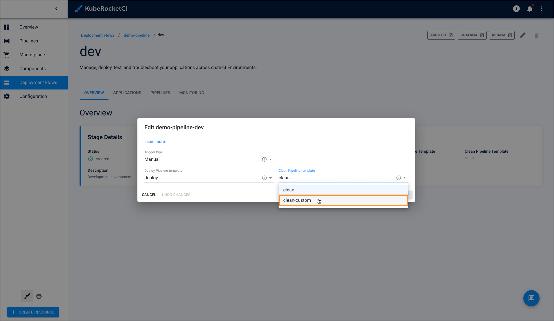 Select custom clean pipeline Select custom clean pipeline
