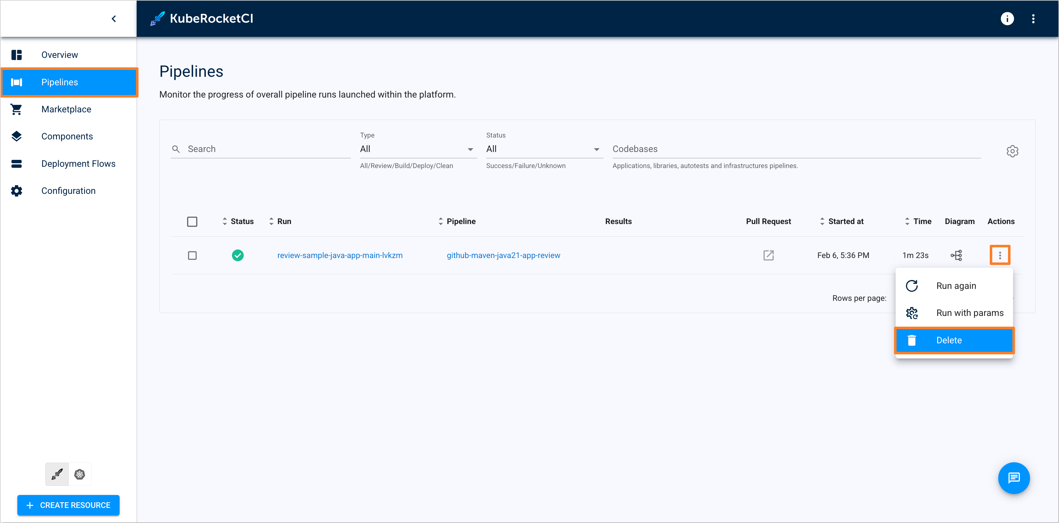 Delete Pipeline Delete Pipeline
