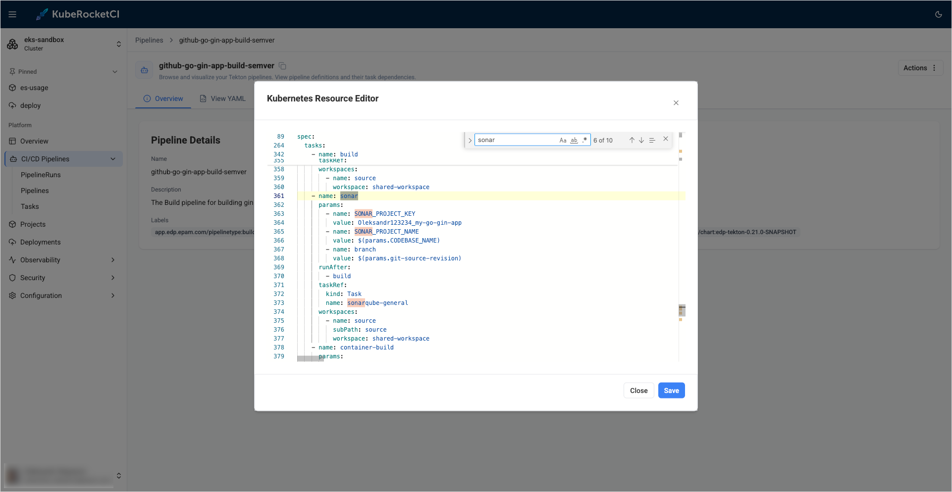 Sonar project properties