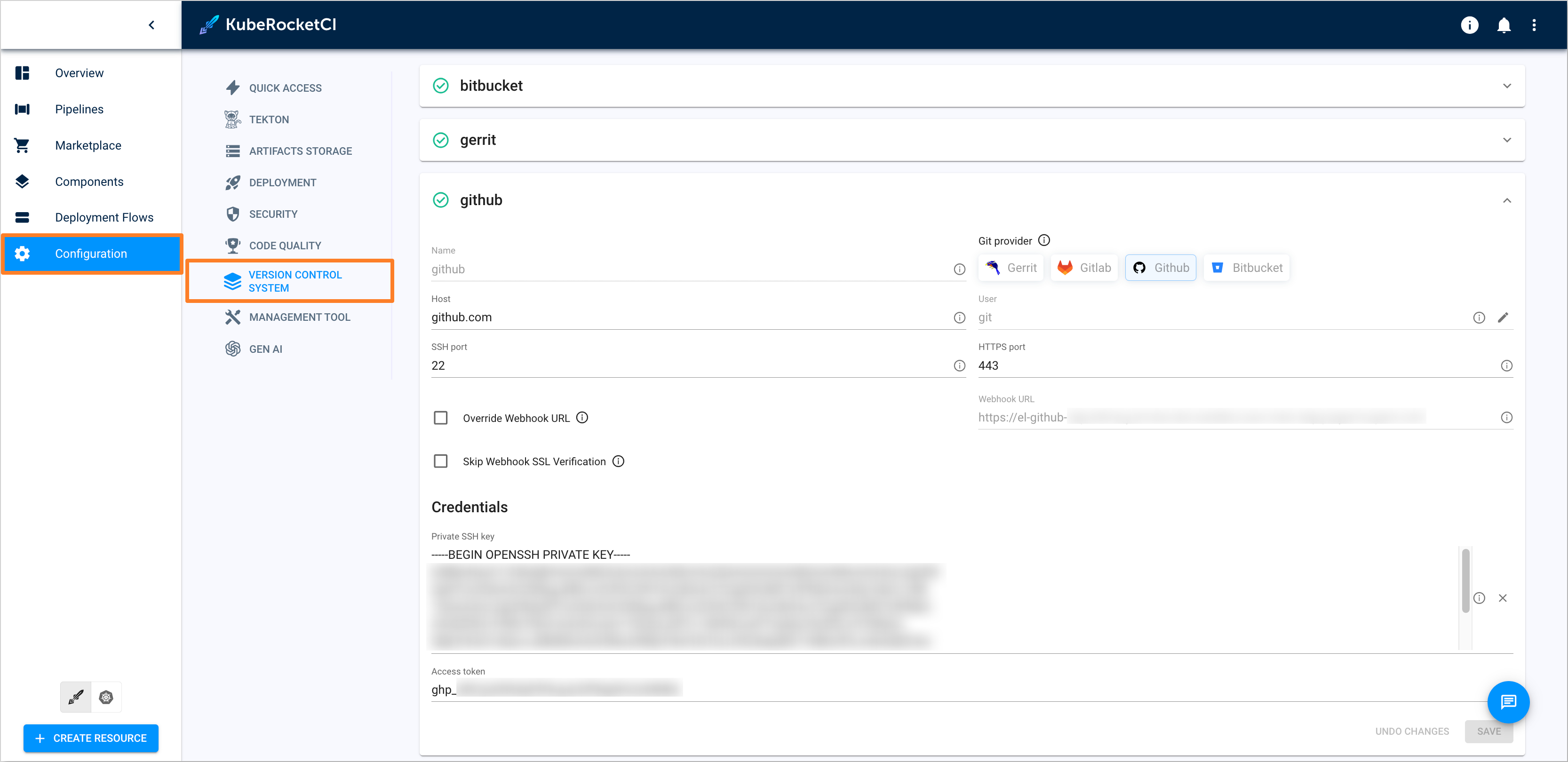 GitHub integration VCS Integration in KubeRocketCI portal