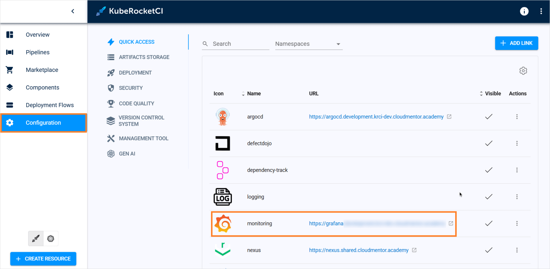 Grafana Quick Link Grafana Quick Link