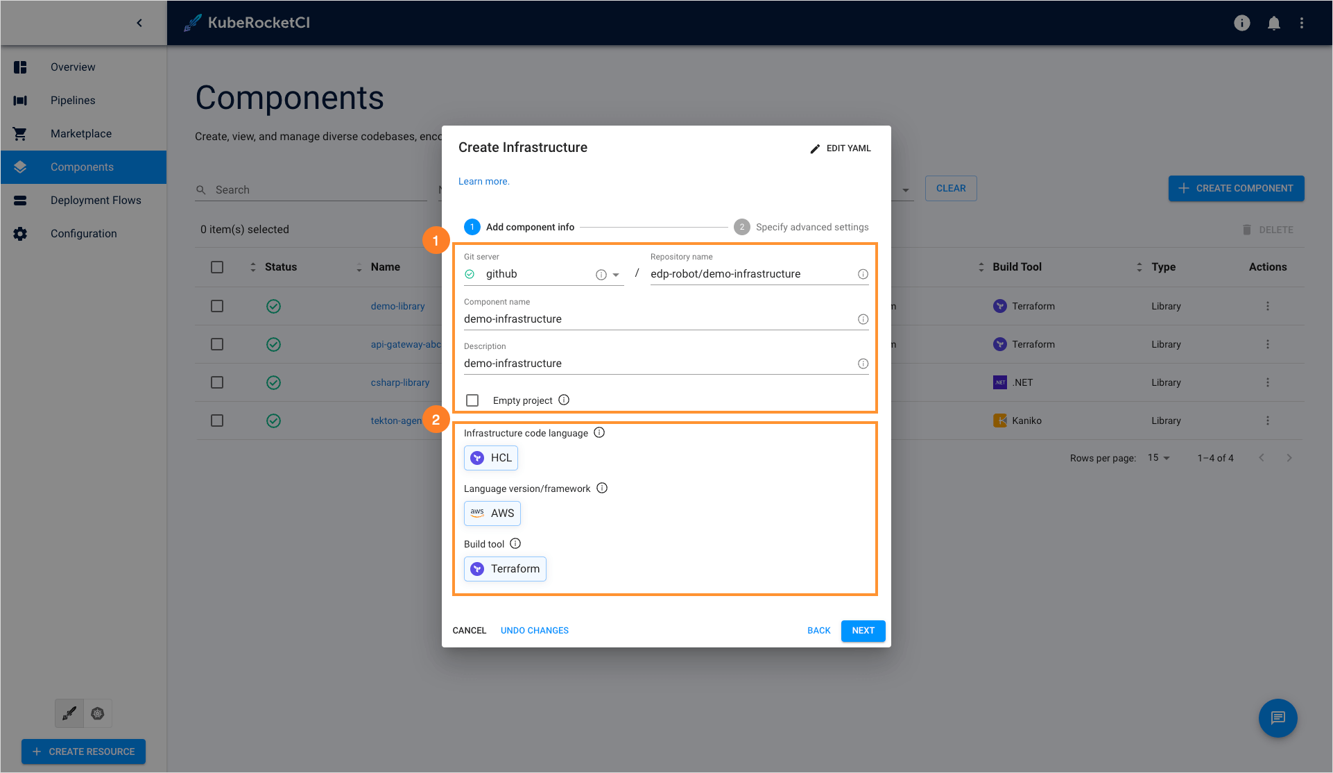 Create infrastructure Create infrastructure