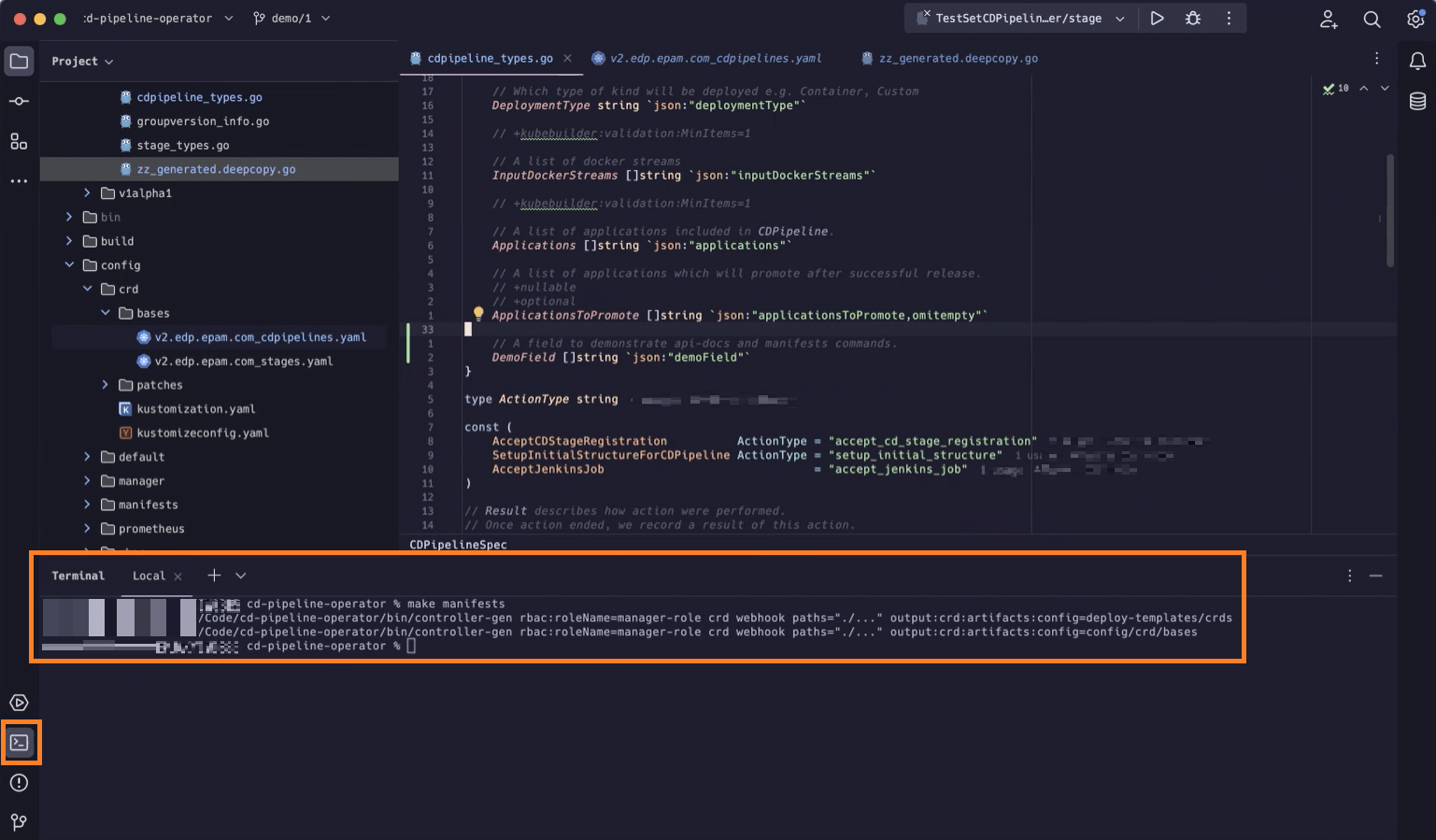 "make manifests" command