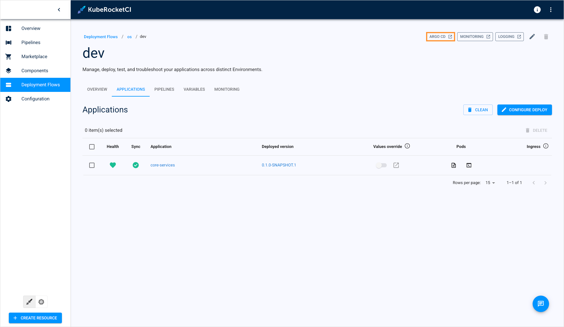 Open application in Argo CD Open application in Argo CD
