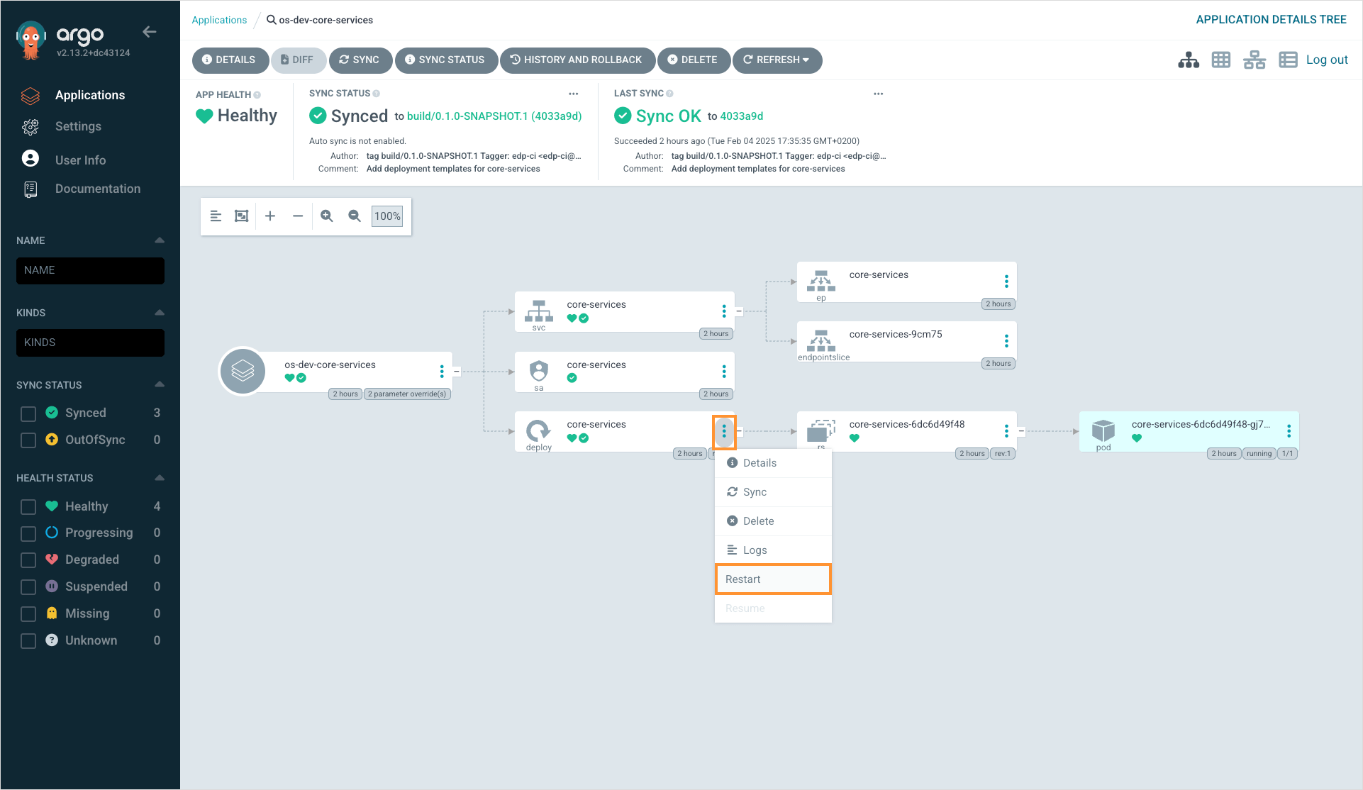 Restart deployment Restart deployment