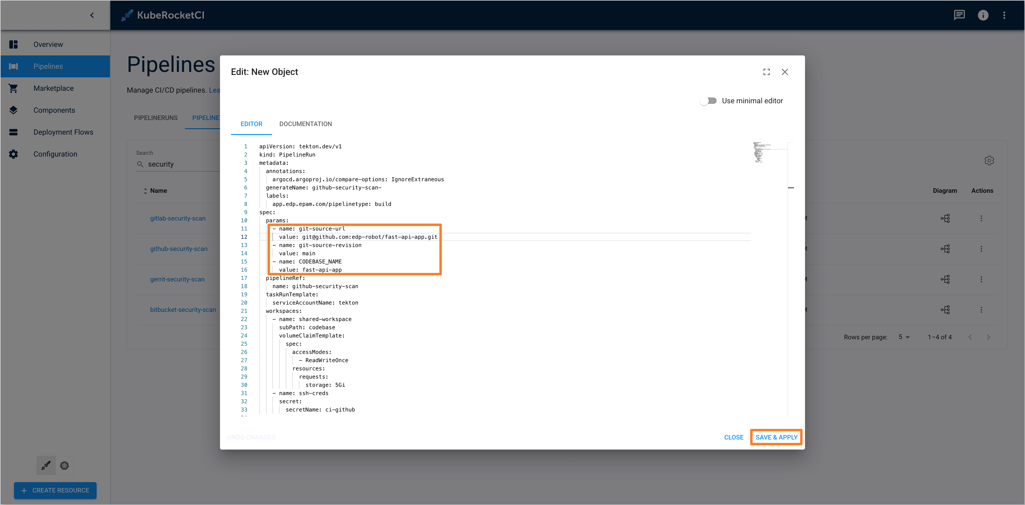 Security scan parameters Security scan parameters