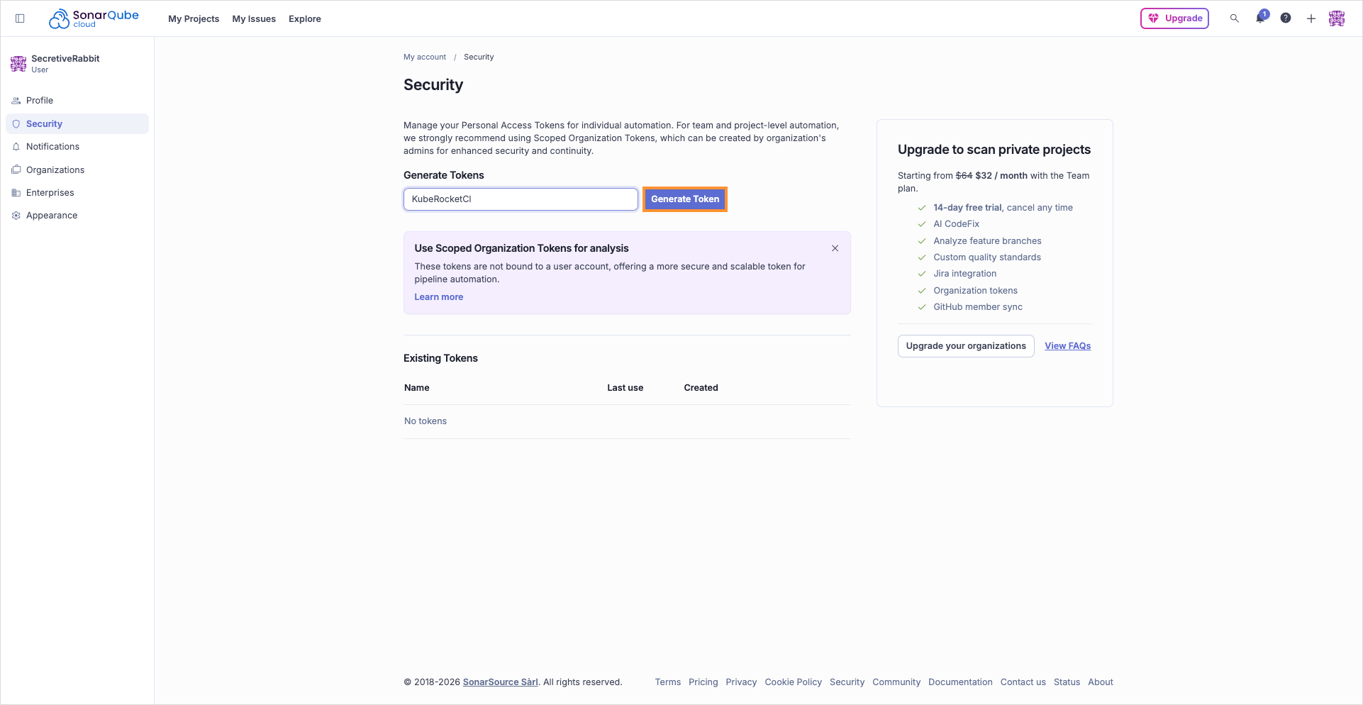 Generate token (current UI) Generate token (current UI)