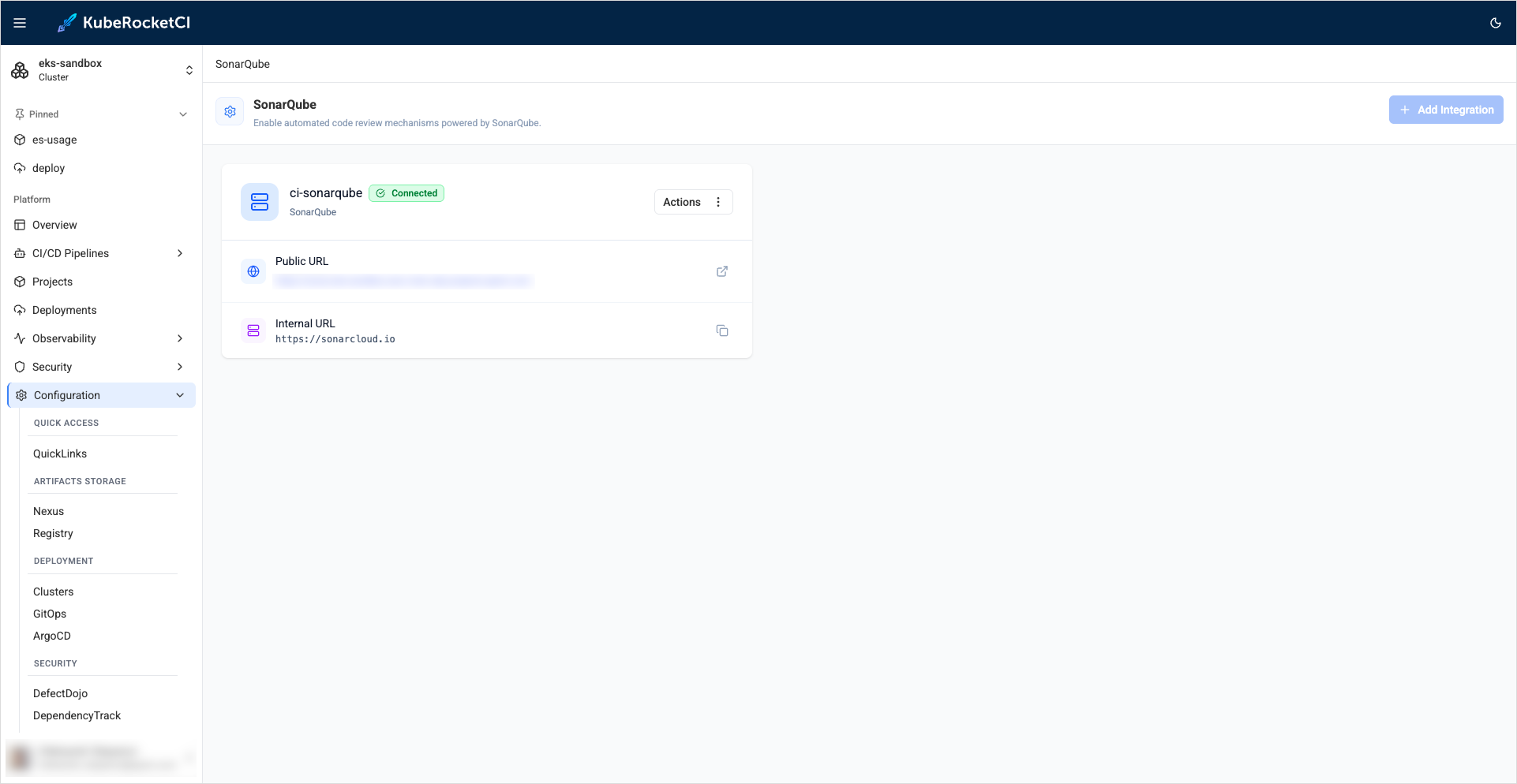 SonarQube integration SonarQube integration